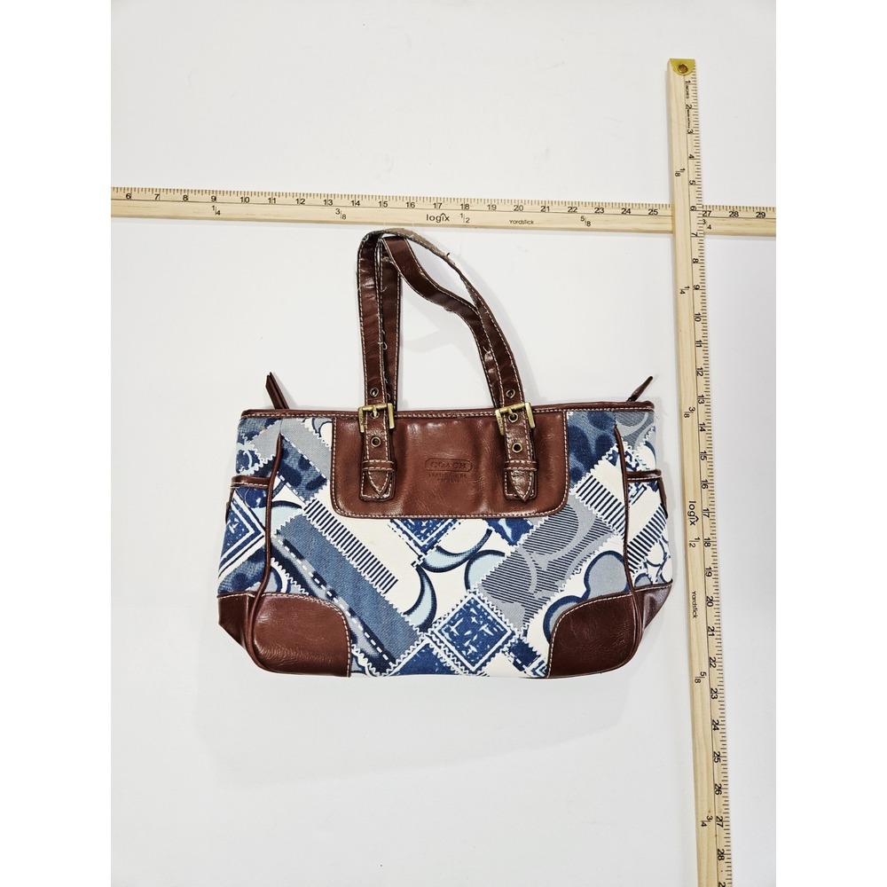 Coach Blue Amd White Crisp Denim Patchwork Medium Purse Handbag Bag 1202 - Picture 10 of 12